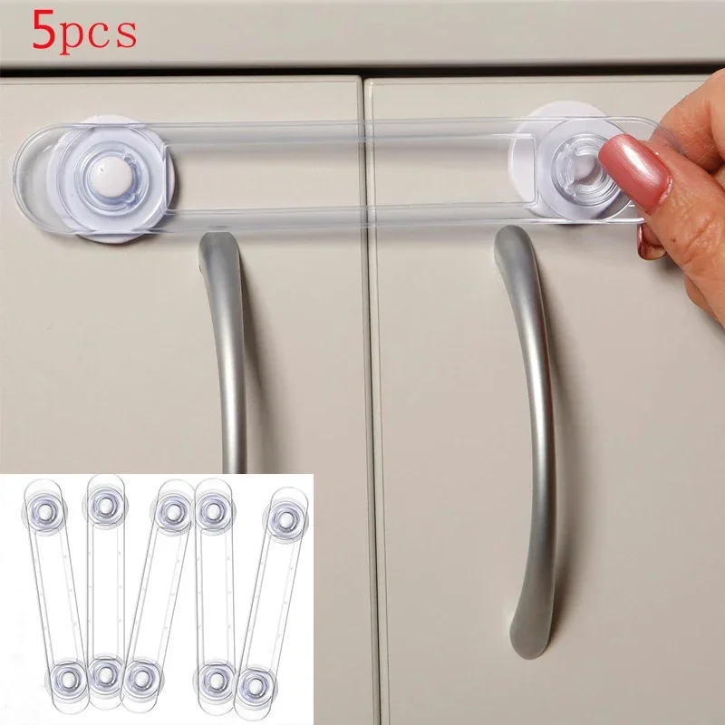 3/5pcs Multi-functional Baby Child Safety Lock Drawer Refrigerator LockTransparent Anti-Opening Soft Strap Safety Lock