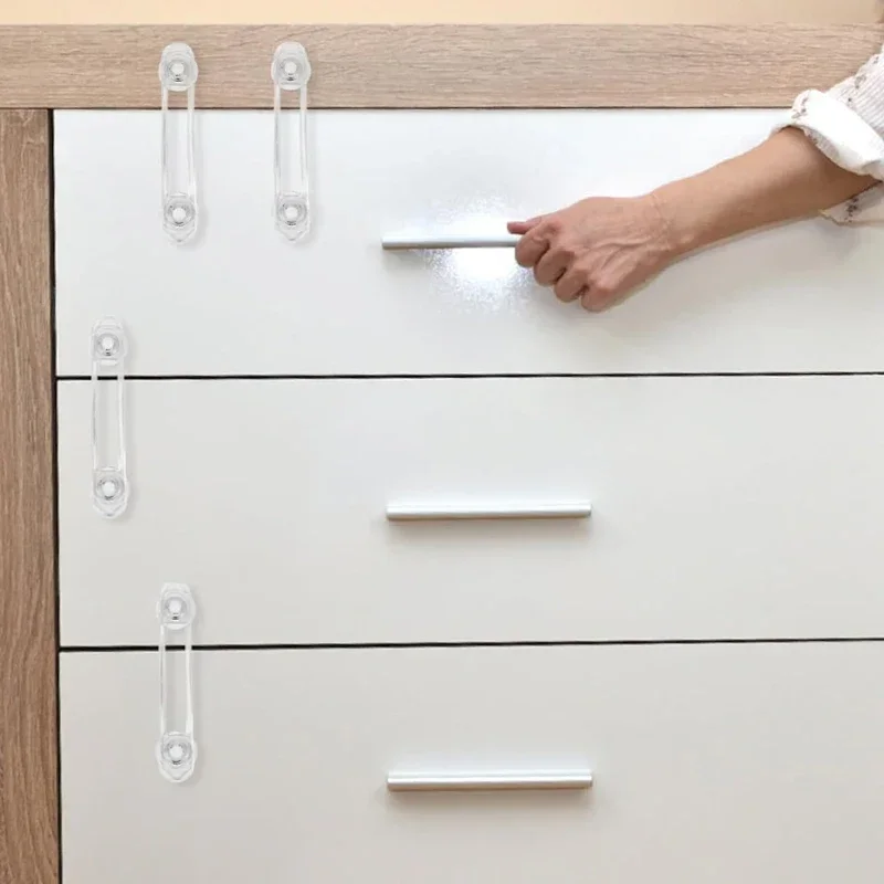 3/5pcs Multi-functional Baby Child Safety Lock Drawer Refrigerator LockTransparent Anti-Opening Soft Strap Safety Lock