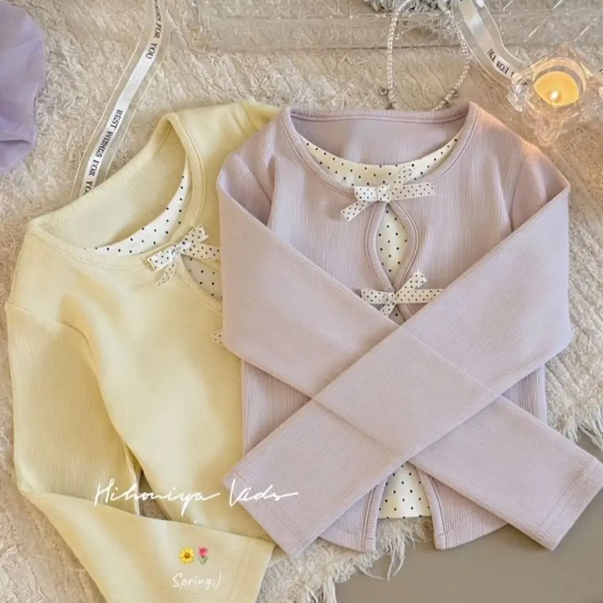 Autumn Girls T-shirt Long Sleeve Kids Tops Children Tops Clothing Dot Pattern Clothes