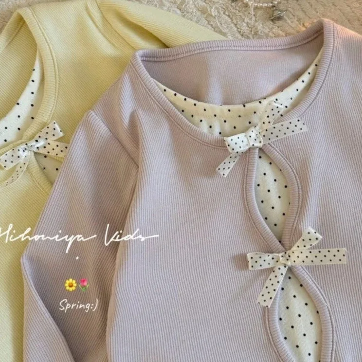 Autumn Girls T-shirt Long Sleeve Kids Tops Children Tops Clothing Dot Pattern Clothes