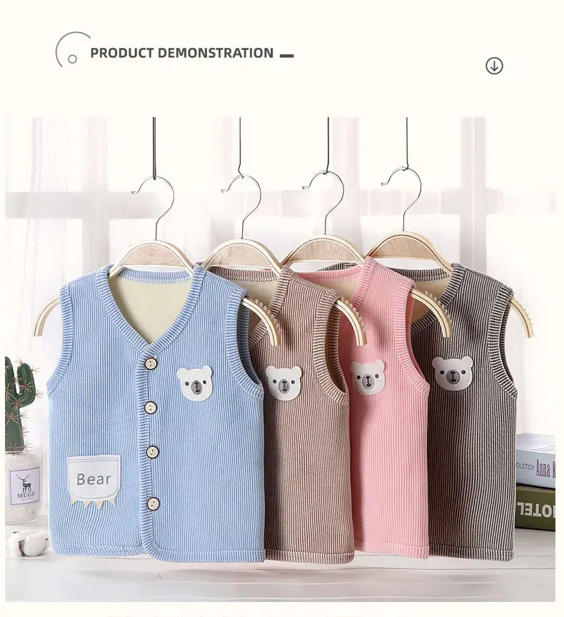 Kids Clothes Waistcoat Children's Vest Boy Girl Thicken Velvet Lining Keep Warm Jackets Vest Children's Clothing Autumn Winter