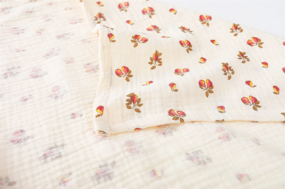 Cotton Swaddle Blanket Baby Blanket Floral Print Muslin Diaper Swaddle New Born Crinkle Fabric Baby Born Stroller Cover
