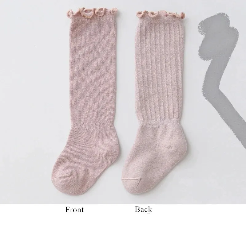 3Pairs/Lot Baby Girls Socks Lace Frilly Solid Cotton Long Knee High Kids Sock Infant Newborn Spring Children Ruffle Cute Socken