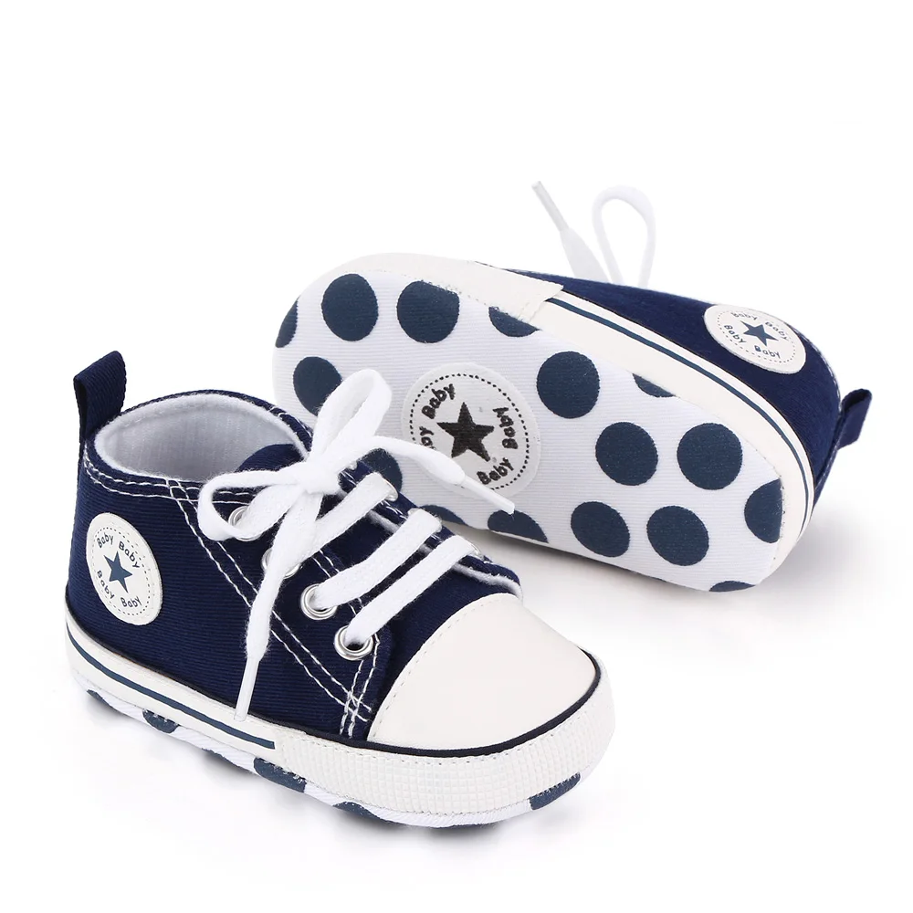 Spring New Baby Shoes Boy and Girl Classic Canvas Casual Sneakers Soft Sole Non-Slip Walking Newborn Toddler Shoes First Walkers