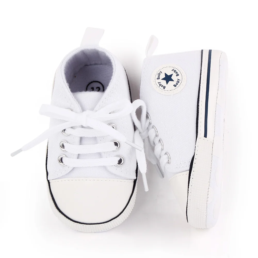 Spring New Baby Shoes Boy and Girl Classic Canvas Casual Sneakers Soft Sole Non-Slip Walking Newborn Toddler Shoes First Walkers