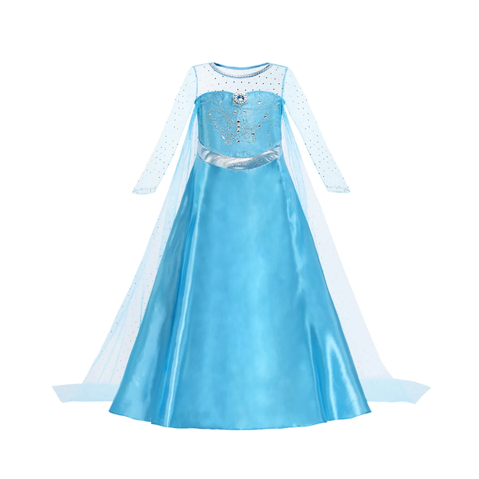 Elsa Anna Snow Queen Dress for Girls Princess Costume Birthday Halloween Christmas Carnival Outfit Kids Cosplay 2-8Y Vestido