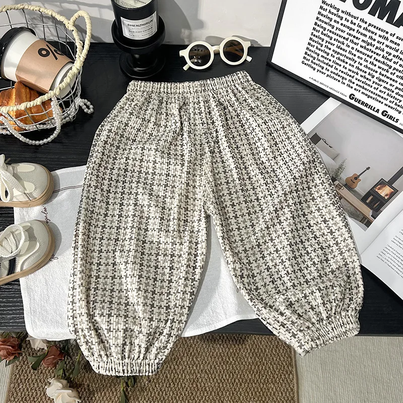 Spring Printed Casual Sweatpants 1-7Y Kids Girls Boys Corduroy Pants Loose Balloon Leg Design Soft Children Trousers Clothes
