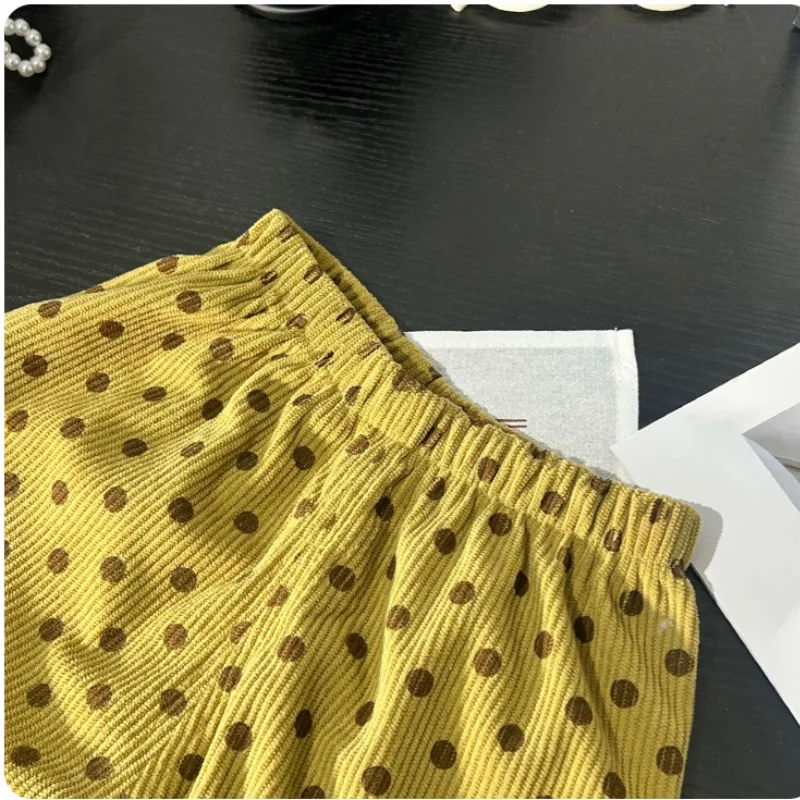 Spring Printed Casual Sweatpants 1-7Y Kids Girls Boys Corduroy Pants Loose Balloon Leg Design Soft Children Trousers Clothes