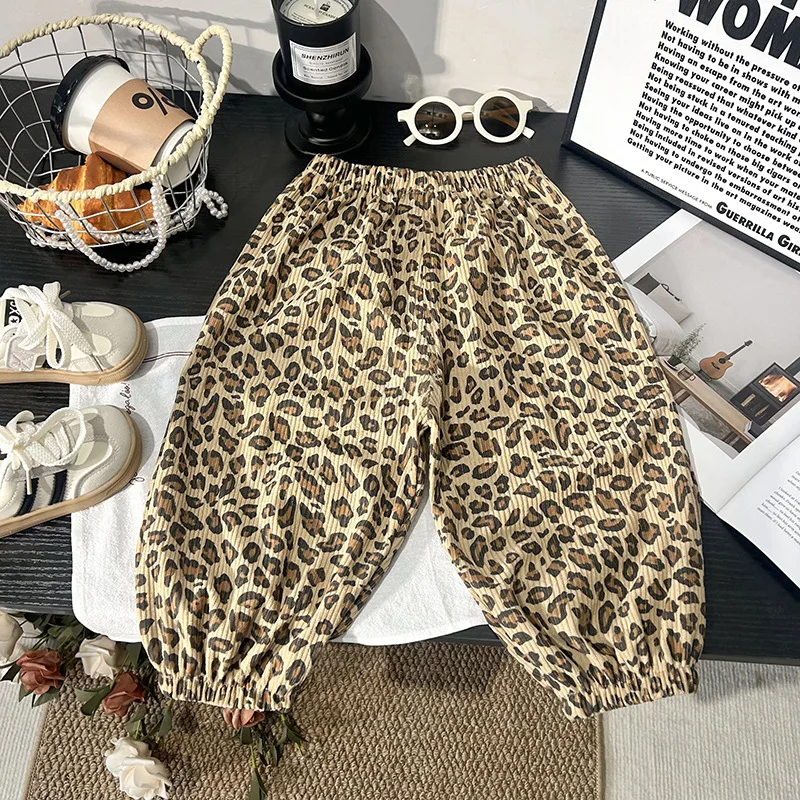 Spring Printed Casual Sweatpants 1-7Y Kids Girls Boys Corduroy Pants Loose Balloon Leg Design Soft Children Trousers Clothes