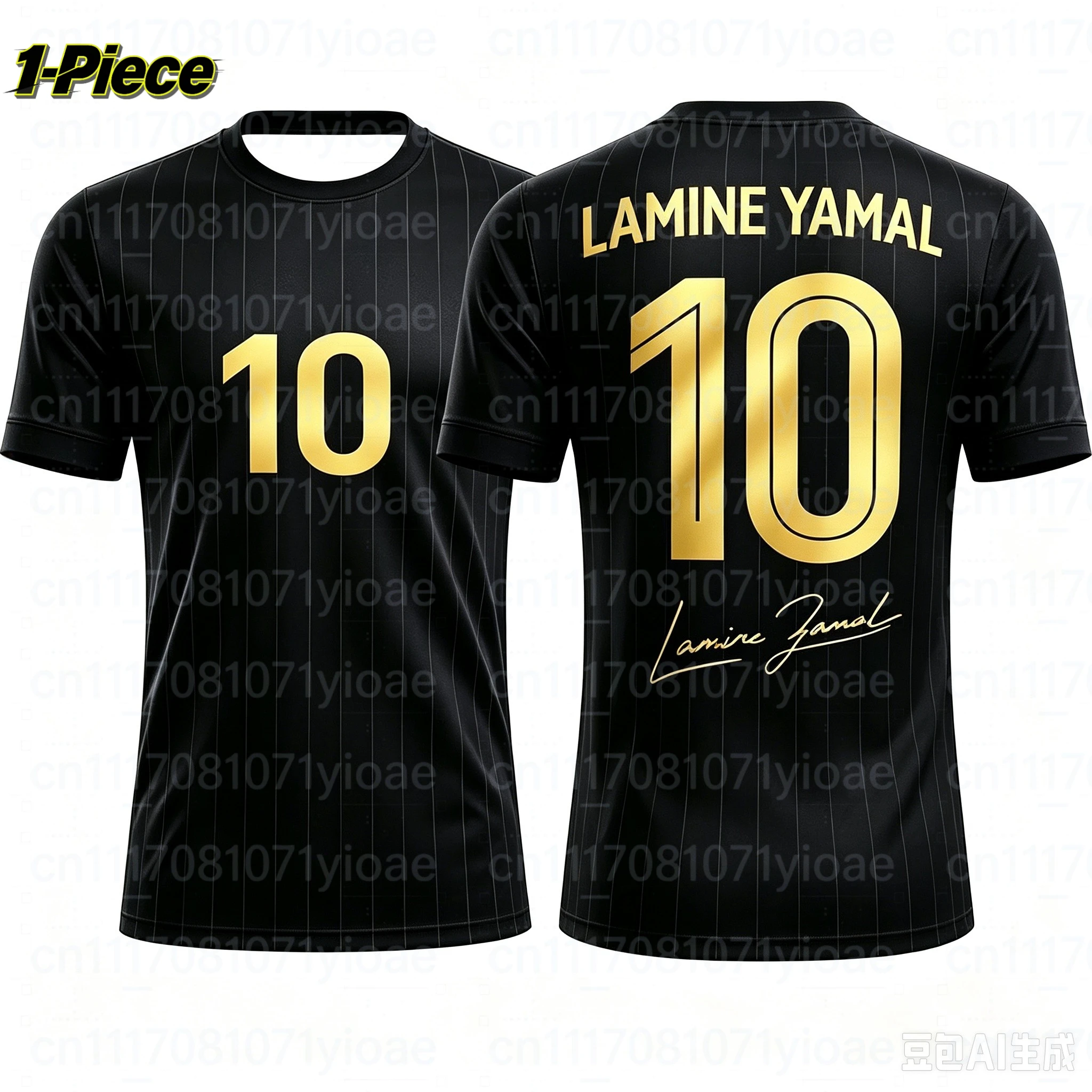 2 Piece Set Yamal #10 Personality Striped Football Jersey T-Shirt Family Matching Set Breathable Special Kit for Adults Children