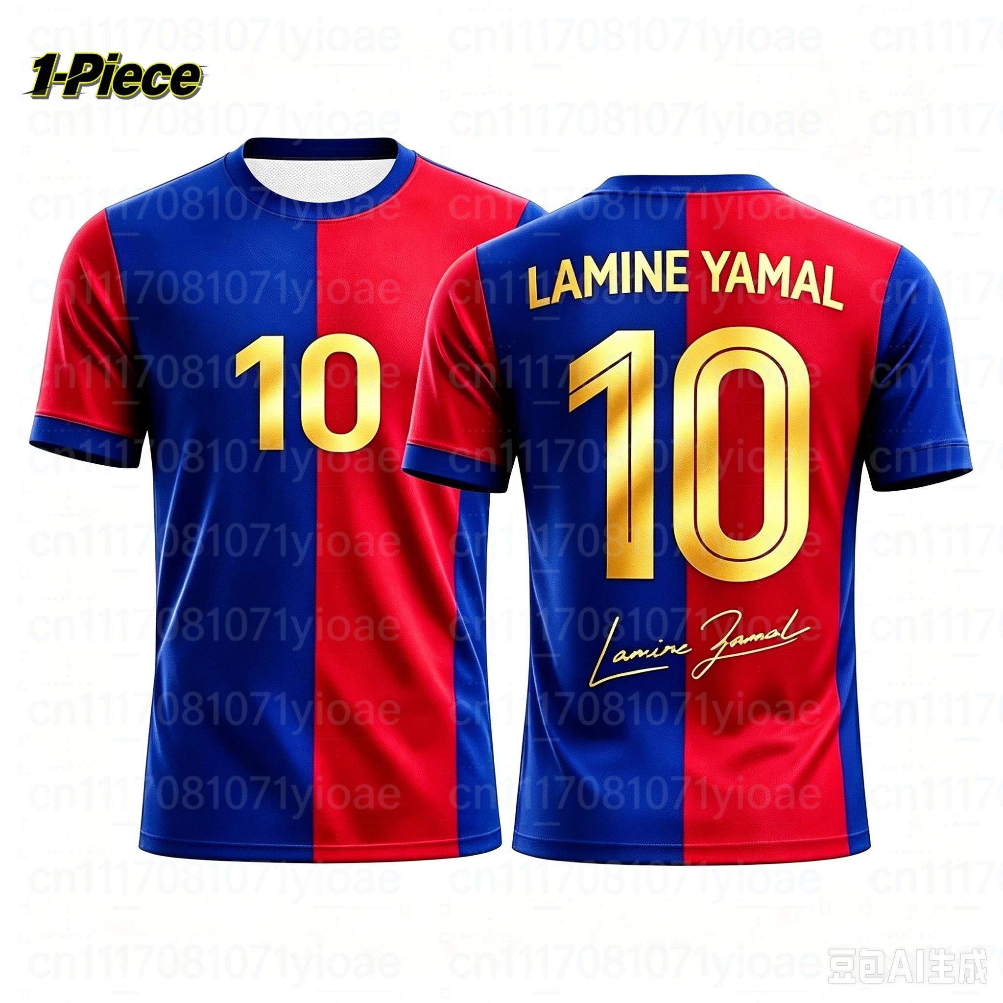 2 Piece Set Yamal #10 Personality Striped Football Jersey T-Shirt Family Matching Set Breathable Special Kit for Adults Children