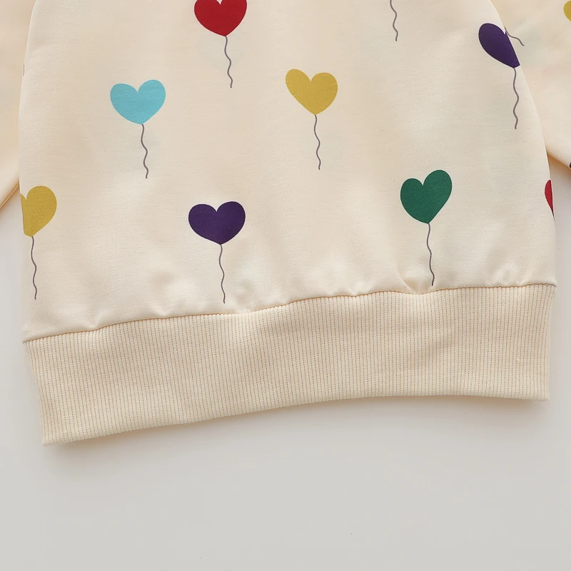 2PCS Infant Spring Autumn Full Print Love Balloon Fashion Long Sleeve Pants Set Baby Outfit Casual Comfortable Clothing Set
