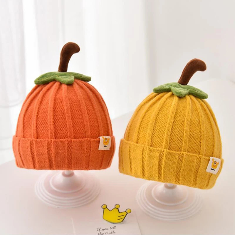 Winter Baby Knitted Hat Cute Pumpkin Toddler Beanies 6-36 Months Boy Girl Thick Woolen Warm Crochet Bonnet Children Pullover Cap