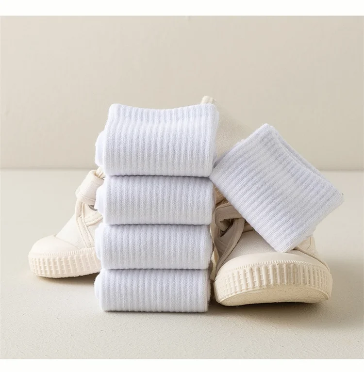5Pairs/Set 3-13Years Baby Girls Boys Casual Sports Socks Soild Soft Cotton Four Season School Socks Black White Gray Kids Socks