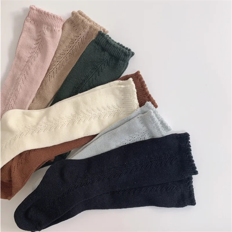 Soft Cute Kids Knee High Socks Baby Boys Girls Cotton Mesh Breathable Soft Socks Newborn Infant Long Socks Suit For 1-8 Years