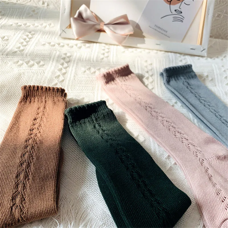 Soft Cute Kids Knee High Socks Baby Boys Girls Cotton Mesh Breathable Soft Socks Newborn Infant Long Socks Suit For 1-8 Years