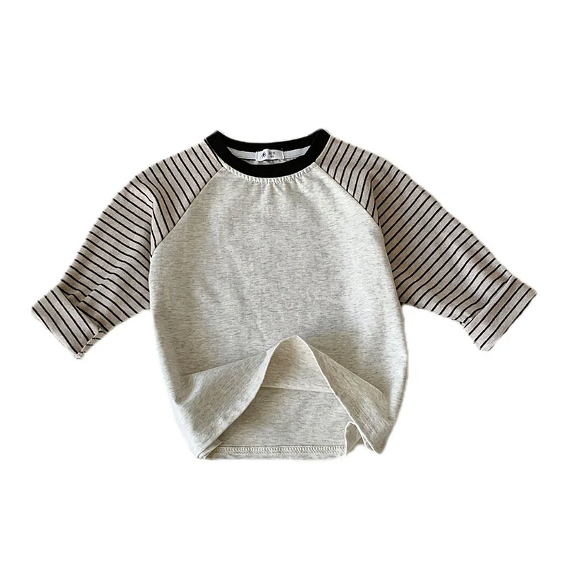 Kids Striped Long Sleeves T-shirt Toddler Girl Loose Bottoming Shirt Boy Baby Casual Tops Fashion Children Cotton Tees