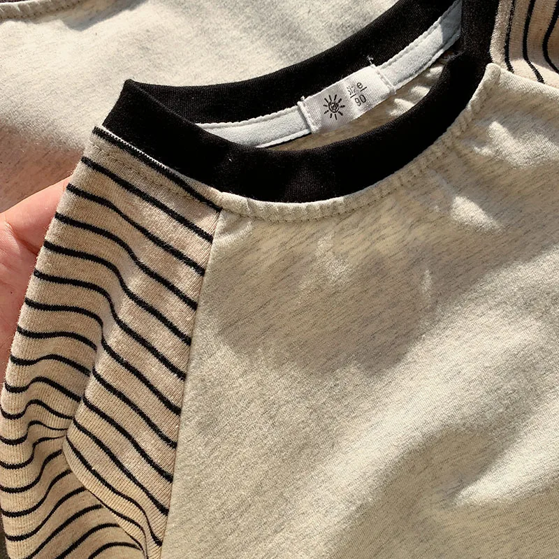 Kids Striped Long Sleeves T-shirt Toddler Girl Loose Bottoming Shirt Boy Baby Casual Tops Fashion Children Cotton Tees