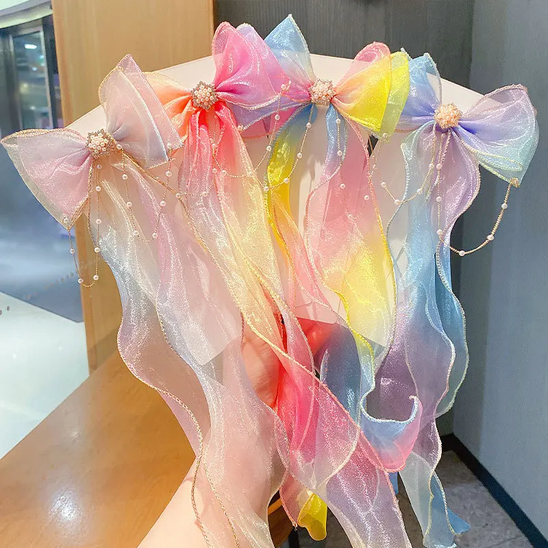 Children's Hairbands, Girls' rainbow Bows, Braided Hair Clips, Headwear, Princess Ponytails, Ribbons, Hairpins
