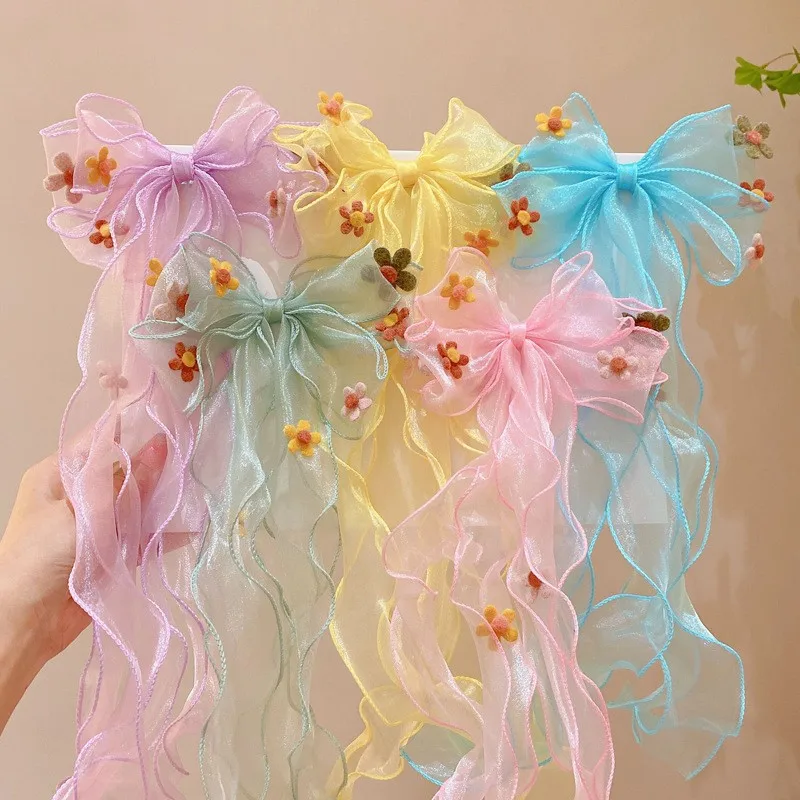 Children's Hairbands, Girls' rainbow Bows, Braided Hair Clips, Headwear, Princess Ponytails, Ribbons, Hairpins