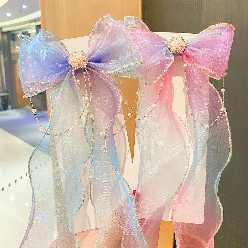 Children's Hairbands, Girls' rainbow Bows, Braided Hair Clips, Headwear, Princess Ponytails, Ribbons, Hairpins