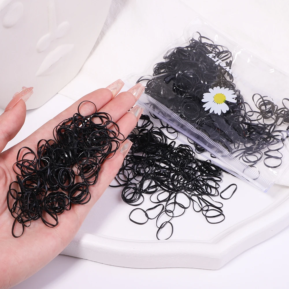 1000Pcs Girls Disposable Elastic Hair Bands Colorful Scrunchie Rubber Band Ponytail Holder Kids Hair Accessories Hair Ties