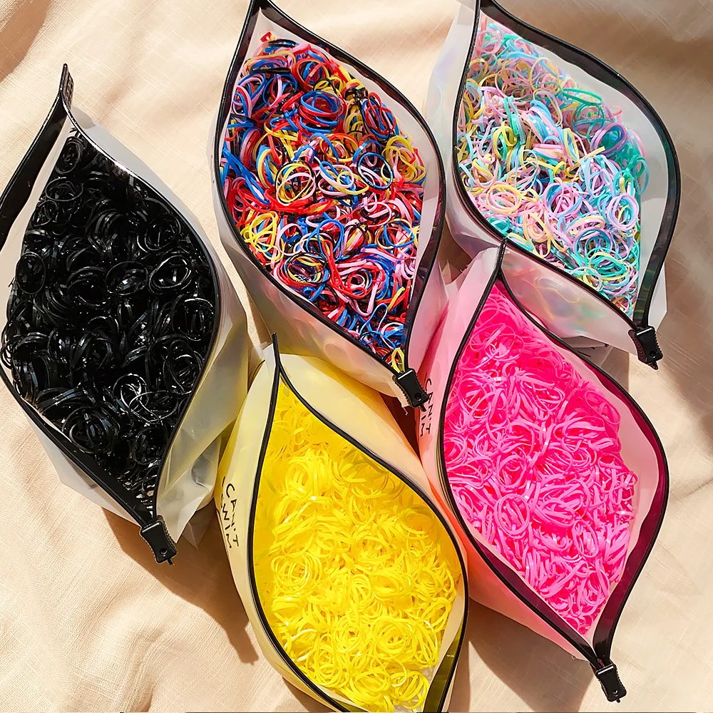 1000Pcs Girls Disposable Elastic Hair Bands Colorful Scrunchie Rubber Band Ponytail Holder Kids Hair Accessories Hair Ties