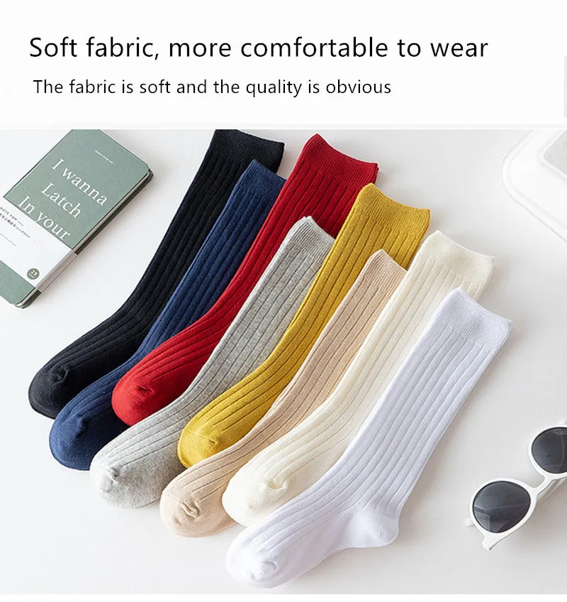 3Pairs/Lot Baby Knee High Socks Kids Girls Boys Soft Cotton Long Sock Cute Spanish Stripe Solid Children Socken For 0-8Years