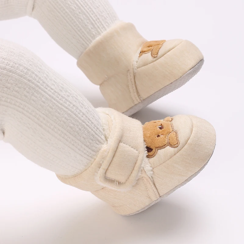 Winter Newborn Boys and Girls Cute Cartoon Cotton Shoes with Soft Sole and Warm Boots Preschool Walking Shoes Winter Newborn