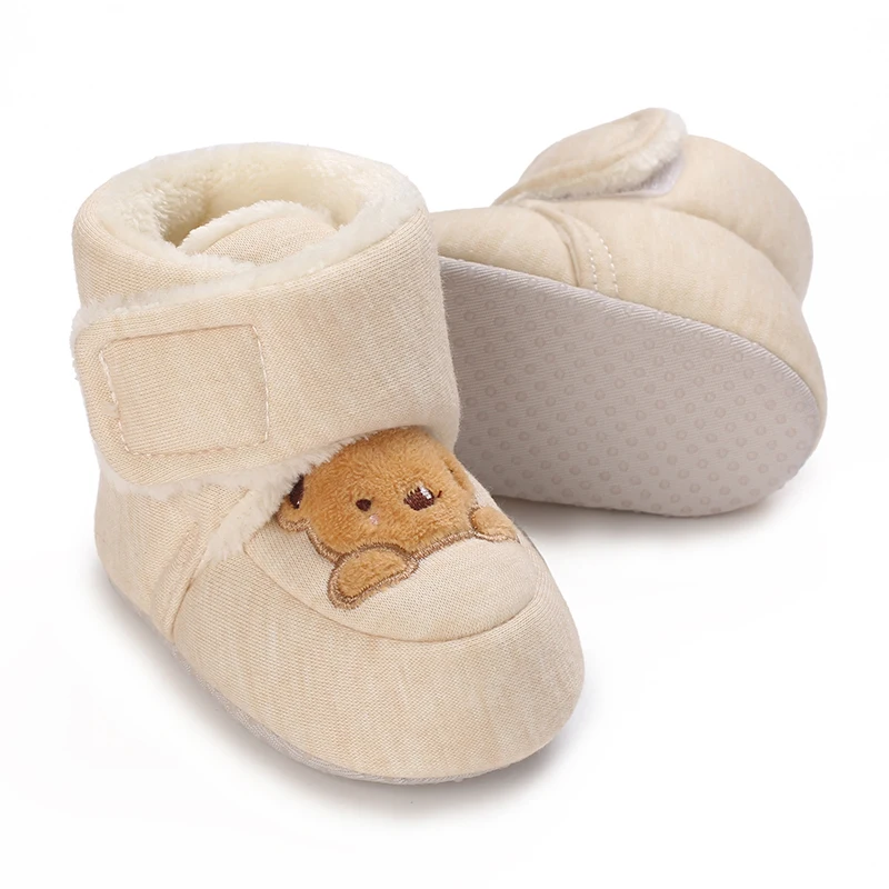 Winter Newborn Boys and Girls Cute Cartoon Cotton Shoes with Soft Sole and Warm Boots Preschool Walking Shoes Winter Newborn