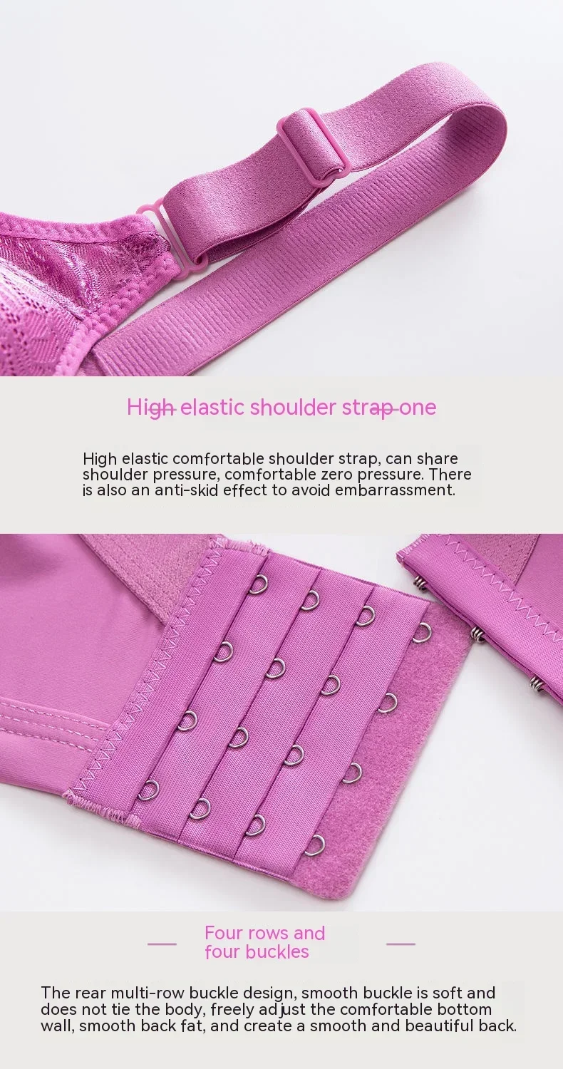 Comfortable Breathable Adjustable Brassiere Thin Section Without Steel Ring Bra Large Breasts Appear Small Side Gathering Bra