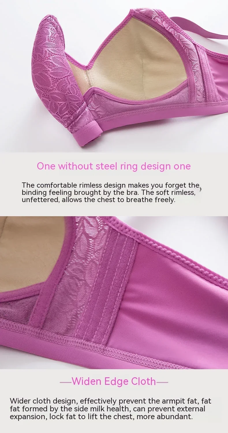 Comfortable Breathable Adjustable Brassiere Thin Section Without Steel Ring Bra Large Breasts Appear Small Side Gathering Bra