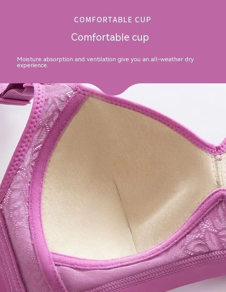 Comfortable Breathable Adjustable Brassiere Thin Section Without Steel Ring Bra Large Breasts Appear Small Side Gathering Bra