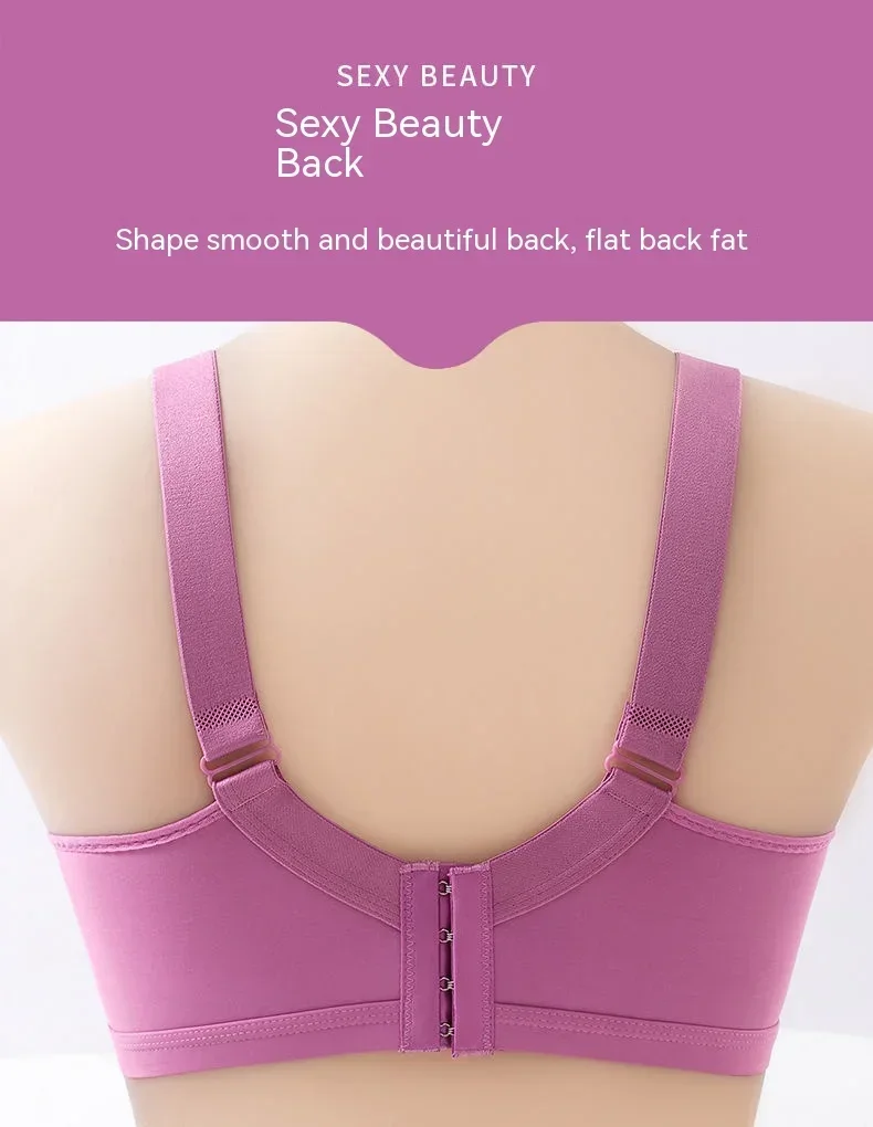 Comfortable Breathable Adjustable Brassiere Thin Section Without Steel Ring Bra Large Breasts Appear Small Side Gathering Bra