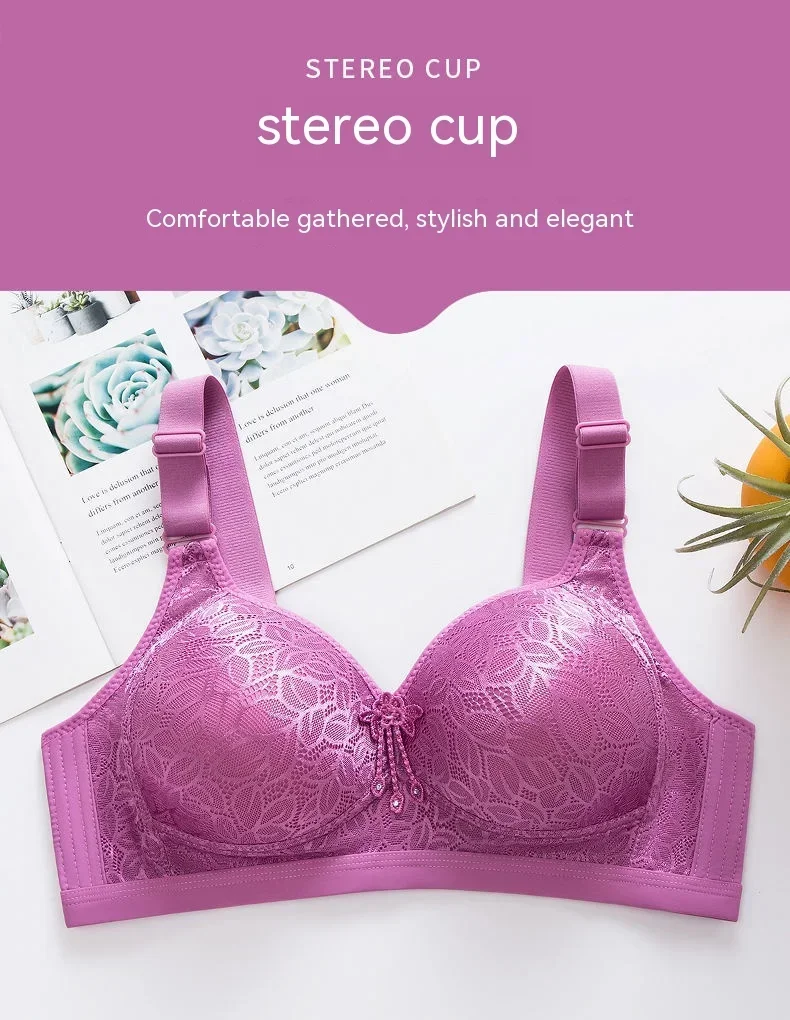 Comfortable Breathable Adjustable Brassiere Thin Section Without Steel Ring Bra Large Breasts Appear Small Side Gathering Bra