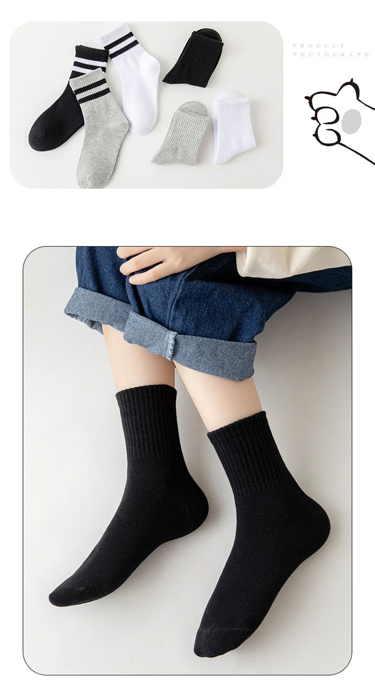 Lawadka 5Pairs/set Boys Girls Socks For Kids White Black Gray Cotton Children's Socks Student Sport Autumn New Sock 2 to 11Years