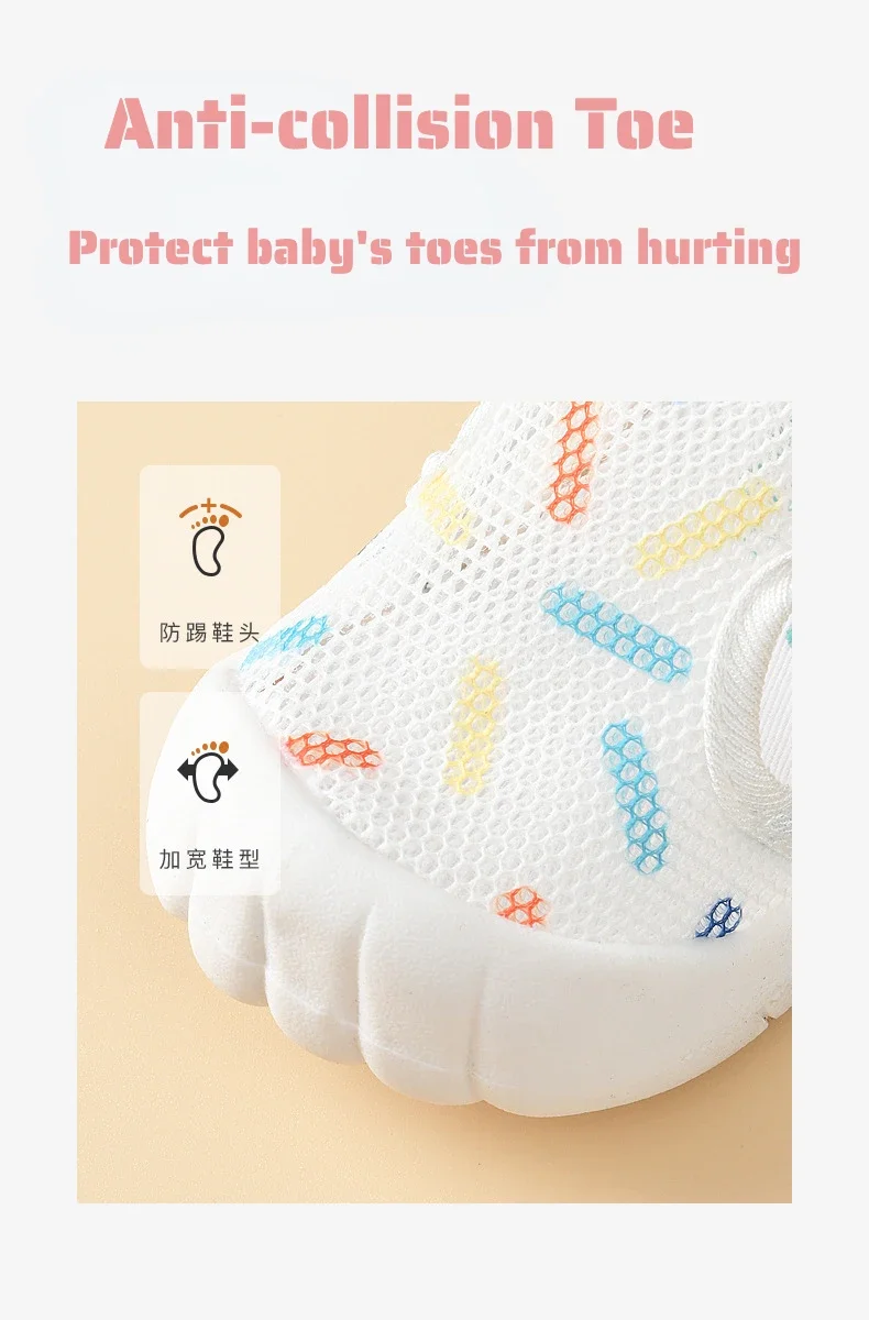 New Toddler Baby Sandals Breathable Air Mesh Cute Shoes 1-4 Years Anti-slip Soft Sole First Walkers Infant Lightweight Summer