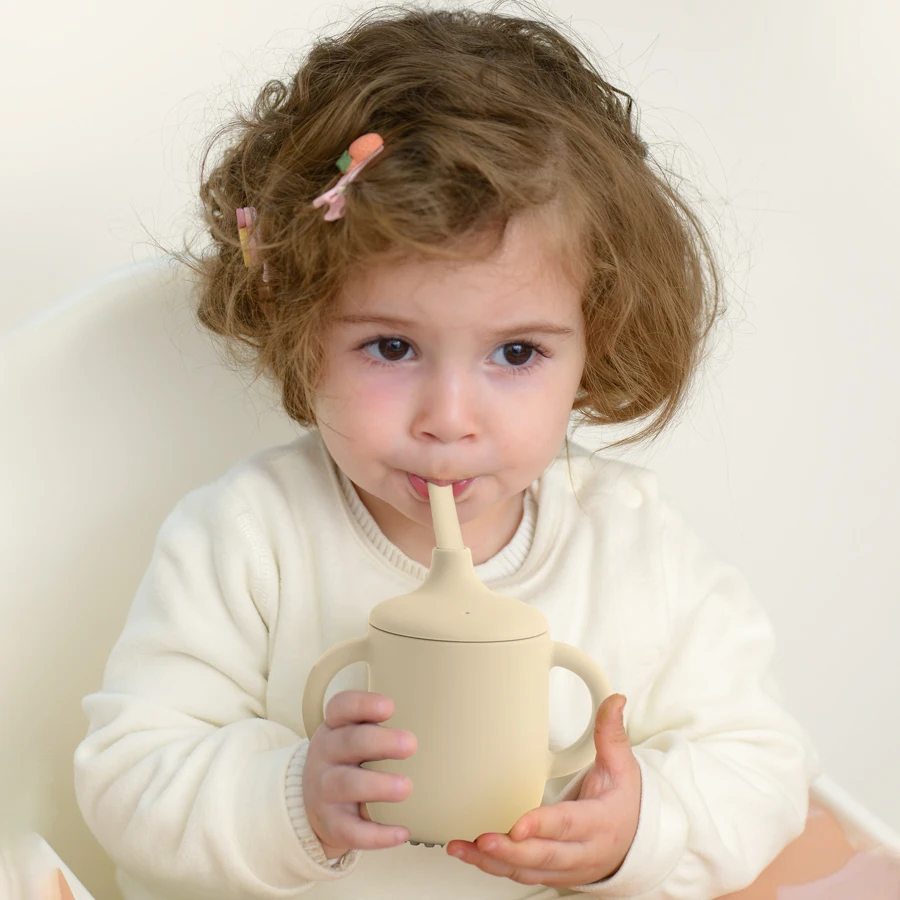 1PCS Two Lids Baby Silicone Straw Cup BPA Free Portable Storage Snack Container Feeding Cup Kids Learning Drink Cup Baby Stuff