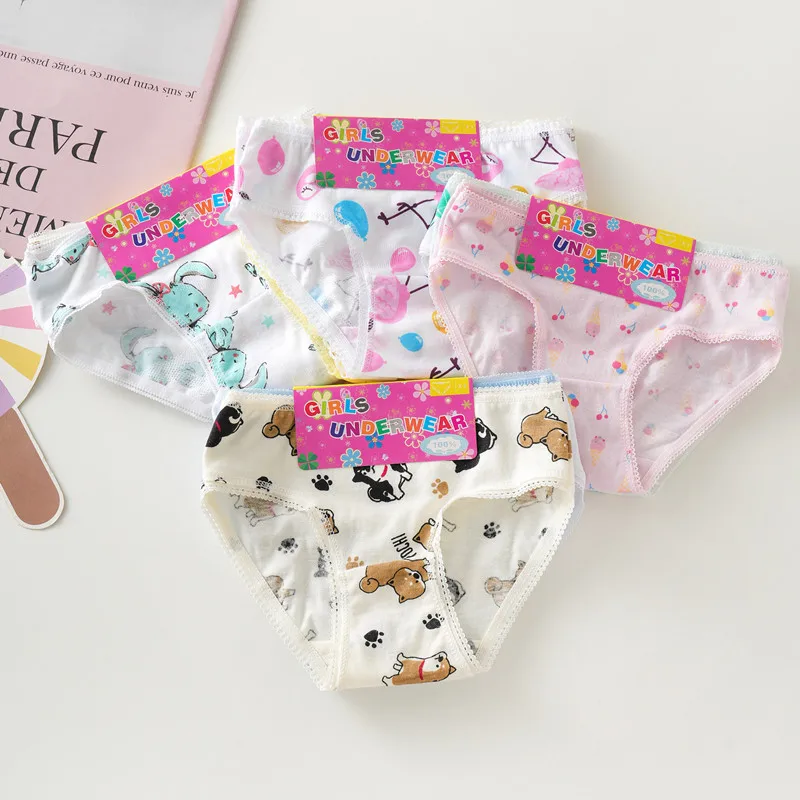 3/6/9/12 Pcs/Lot Cotton Panties Girls Kids Short Briefs Children Underwear Child Cartoon Print Shorts Underpants Lace Panties