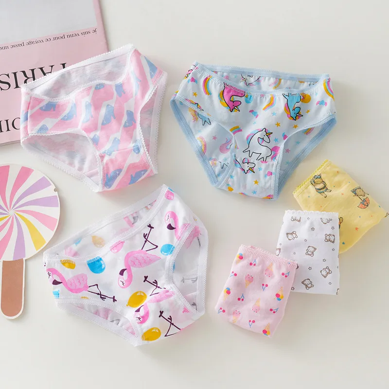 3/6/9/12 Pcs/Lot Cotton Panties Girls Kids Short Briefs Children Underwear Child Cartoon Print Shorts Underpants Lace Panties