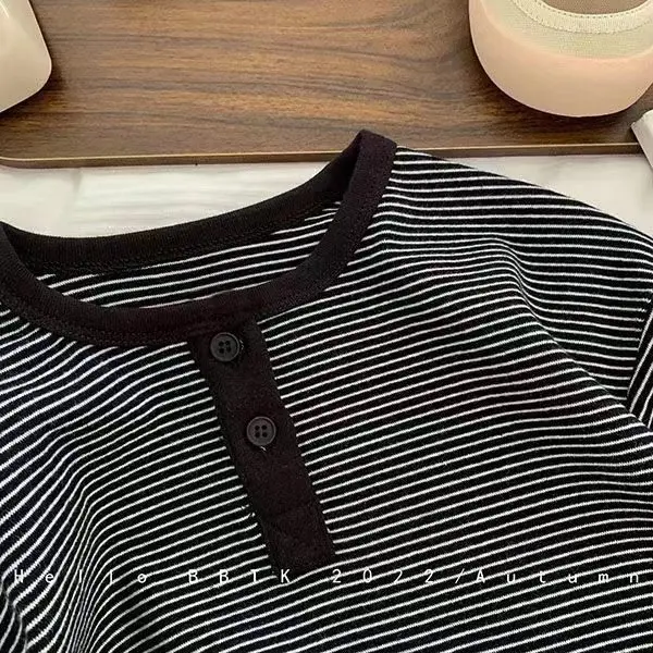Children's Spring Autumn Long Sleeved T-shirt Boys Girls Korean Striped Children's Bottoming Shirt Baby Simple Top