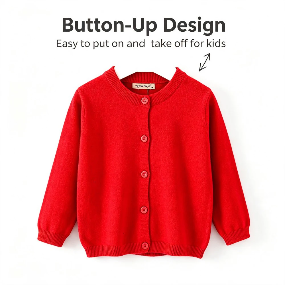 Spring Autumn Toddler Knit Cardigan Baby Soft Knitted Sweater O‑Neck Long Sleeve Kids Outerwear Casual Children Daily Wear Coat