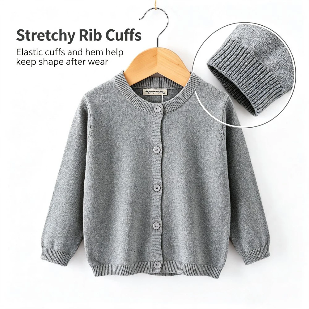 Spring Autumn Toddler Knit Cardigan Baby Soft Knitted Sweater O‑Neck Long Sleeve Kids Outerwear Casual Children Daily Wear Coat