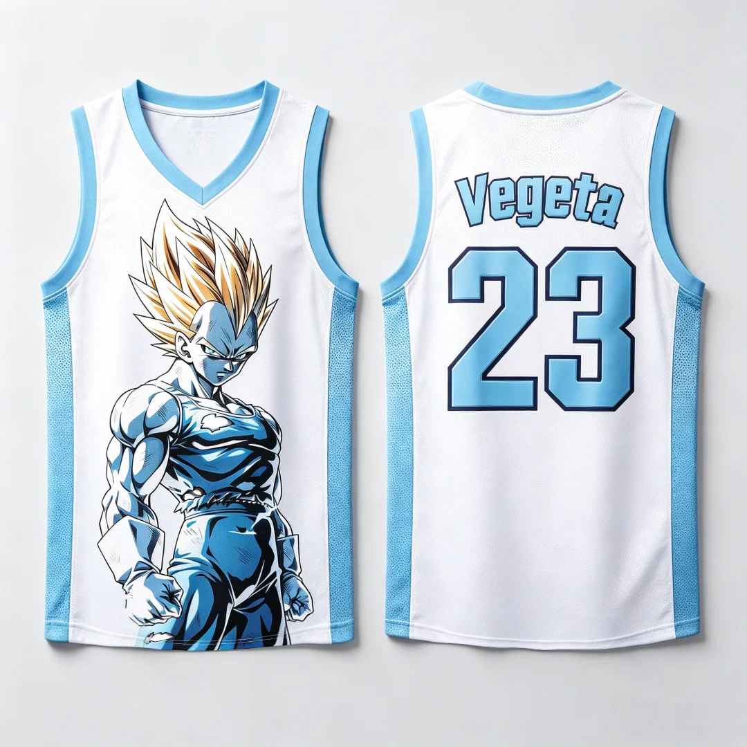 Dragon Ball Vegeta Super Saiyan #23 Basketball Jersey Tank Top Anime Print Breathable Sportswear Unisex Streetwear for Fans Kids