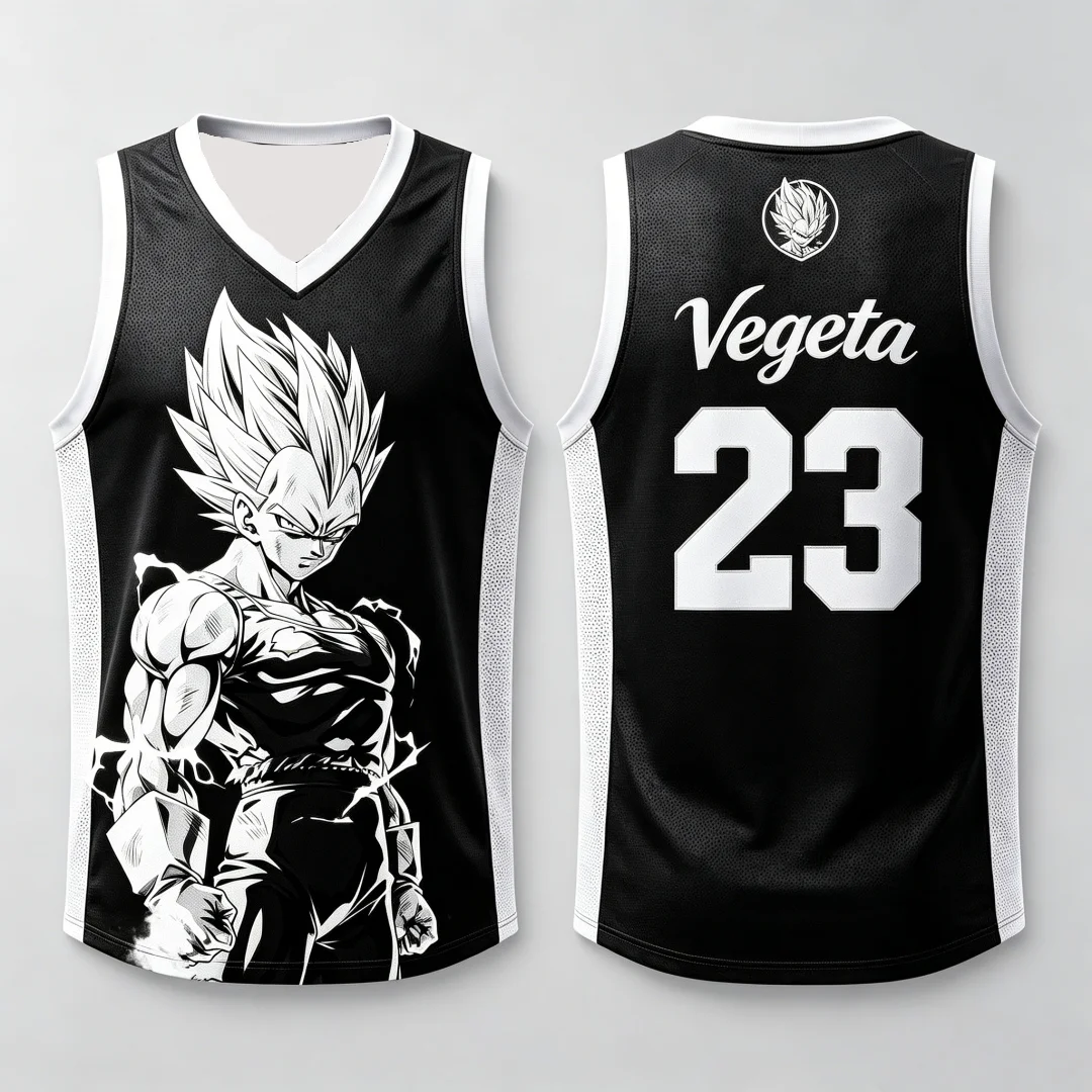 Dragon Ball Vegeta Super Saiyan #23 Basketball Jersey Tank Top Anime Print Breathable Sportswear Unisex Streetwear for Fans Kids