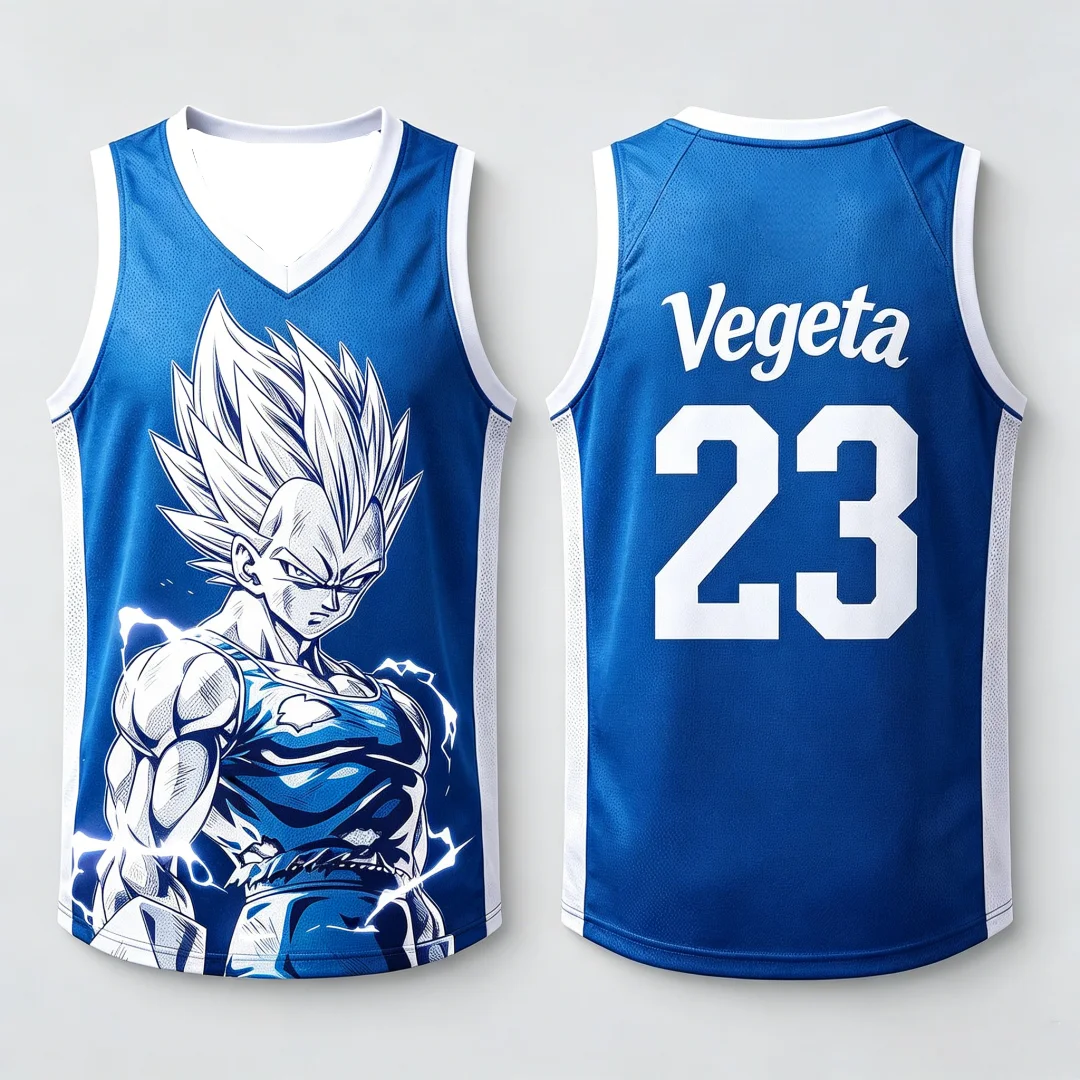 Dragon Ball Vegeta Super Saiyan #23 Basketball Jersey Tank Top Anime Print Breathable Sportswear Unisex Streetwear for Fans Kids