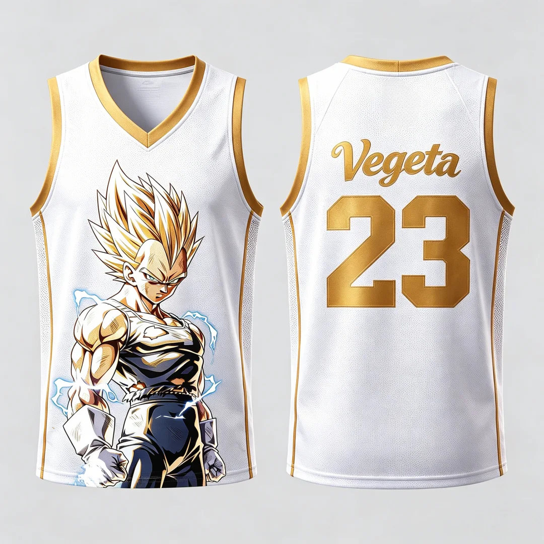 Dragon Ball Vegeta Super Saiyan #23 Basketball Jersey Tank Top Anime Print Breathable Sportswear Unisex Streetwear for Fans Kids
