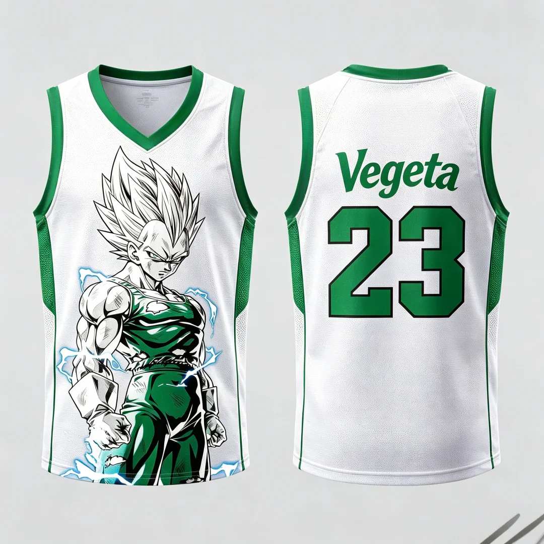Dragon Ball Vegeta Super Saiyan #23 Basketball Jersey Tank Top Anime Print Breathable Sportswear Unisex Streetwear for Fans Kids