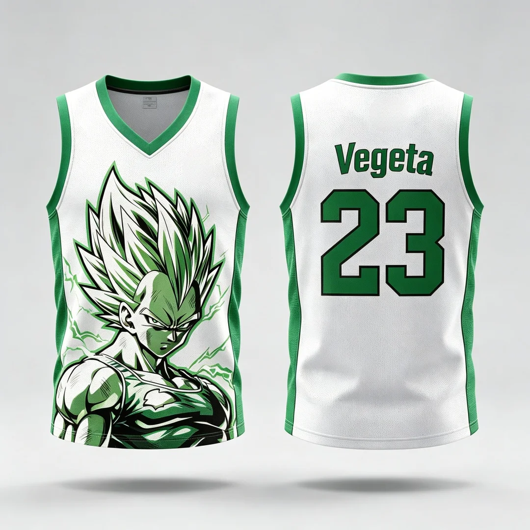 Dragon Ball Vegeta Super Saiyan #23 Basketball Jersey Tank Top Anime Print Breathable Sportswear Unisex Streetwear for Fans Kids