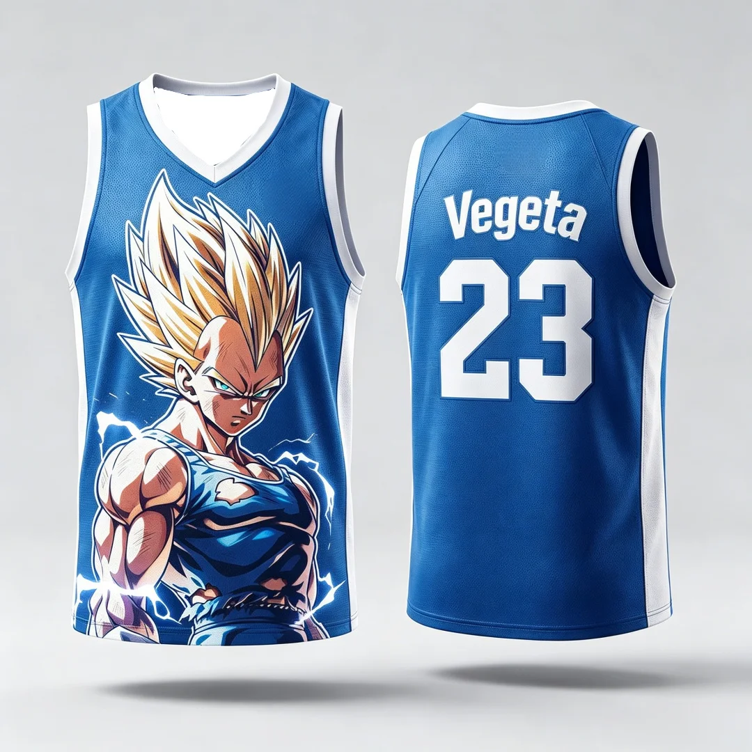 Dragon Ball Vegeta Super Saiyan #23 Basketball Jersey Tank Top Anime Print Breathable Sportswear Unisex Streetwear for Fans Kids